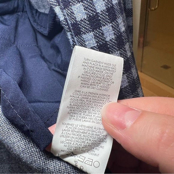 CABI | checkup blazer navy white plaid gold buttons unlined sz MEDIUM - Picture 10 of 13